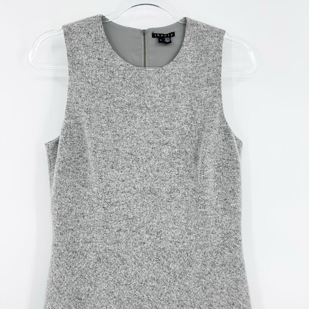 Theory Raneid K Wool Felt A-Line Dress Gray Sleeveless 6 Virgin Wool Minimalist - Picture 4 of 11